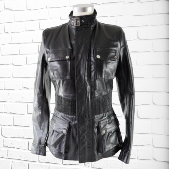 Belstaff Leather Long Brian Fashion Jacket Blouson Size 42 Made in Italy - Picture 10 of 10